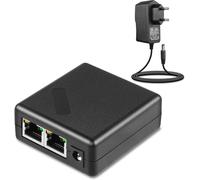 ASFASFq-SinLoon Répartiteur Ethernet Gigabit 2 Ports RJ45 1 vers 2 répartiteur Ethernet 1000/100 Mbps avec câble d'alimentation 2 Broches européen UE vers DC5521 pour Ordinateurs, hubs, commutateurs
