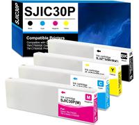 ASFASFq-SJIC30P Cartouches d'encre Remanufacturé pour Epson SJIC30P SJIC30P-K SJIC30P-M SJIC30P-C SJIC30P-Y Compatible pour Epson Colorworks TM-C7500G TM-C7500GE (Noir, Cyan, Magenta, Jaune)