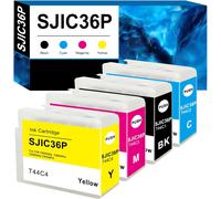 ASFASFq-SJIC36P Cartouches d'encre pour Epson SJIC36P Cartouche Compatible pour Epson SJIC36P(K), SJIC36P(C), SJIC36P(M), SJIC36P(Y) pour Epn ColorWorks C6000 ColorWorks C6500 (Noir, Cyan, Jaune, Mag
