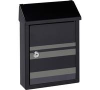 Asfasfq-Smart Graphic E5724-Str Boîte Aux Lettres En Acier Avec Sérigraphie Décorative « Lines », Taille S (Courrier Format A5), Avec Fente Arrière, Facile À Installer, Noir