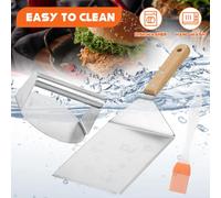 ASFASFq-Smash Burger Kit, Inclut Un Burger Smasher de 5,5 Pouces, 1 Spatule à Barbecue et 1 Pinceau à Pâtisserie en Silicone pour Les Galettes de Hamburgers et Le Steak, Facile Et Pratique à Nettoyer