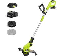 ASFASFq-SnapFresh Coupe-Bordures Dresse-Bordures à Fil Diam. de Coupe 30,5 cm Électrique 20V Débroussailleuse sans Fil avec Batterie, 2 Bobines de Fil 2mm x 4.5m, Tube Télescopique, Poignée Réglable