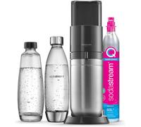 ASFASFq-Sodastream DUO Machine à Eau Pétillante et Soda pour Carafe en Verre Pack 1 Carafe en Verre 1L + 1 Bouteille 1L Finition Acier Inoxydable Lave-Vaisselle + 1 Recharge de Gaz 60L à Clipser