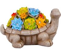 ASFASFq-Solar Gartenfiguren Schildkröte - Solarlampen für außen - Solarleuchte Figuren Deko mit Sukkulenten - Gartendeko für draußen - Balkon Deko Tierfigur - Gartenfigur Ornament Solarlaterne