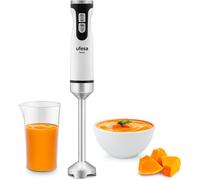 ASFASFq-Solar Mixeur Plongeant, Puissance 1200W, 12 Vitesses + TURBO, 4 Lames en Acier Inoxydable, Design Ergonomique et Anti-Éclaboussures, Verre Doseur, Sans BPA, Blanc