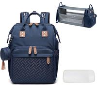 Asfasfq-Sonarin Sacs À Dos À Langer Pour Bébé Avec Lit Pliable,Sacs À Langer Multifonction Portable Imperméable Sac À Couches De Voyage Sac De Poussette Avec Tapis,Sac À Tétine Et Port Usb