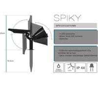 ASFASFq-SPIKY W34 X2 Set de 2 Projecteur Spot Solaire 4 LED Extérieur Etanche Lumière Blanche 2-en-1, Plastique, Intégré, 1,5 W, Blanc, 29 x 9,5 x 34 cm