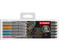 Asfasfq-Stabilo Feutre Métallisé Pen 68 Metallic- Pochette 6 Feutres Pointe Moyenne- Coloris Assortis