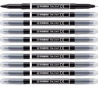 Asfasfq-Stabilo Lot De 10 Trio 2in1 Feutre Et Stylo 2 En 1 Noir