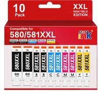 ASFASFq-Starink PGI-580 CLI-581 XXL (10 Pack) Compatible pour Cartouche Canon 581 580 XXL pour Canon TS6350 TS6150 TS6351 TS6151 TS9550 TS705 TS8150 TR8550 TS9150 TS8151 TR7550