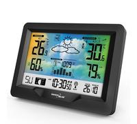ASFASFq-Station météo sans fil GreenBlue, couleur, avec DCF, phases de lune, baromètre, calendrier, alimentation, GB540N