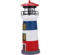ASFASFq-Statue de Phare à énergie Solaire à LED avec Lumière Extérieure Rotative pour Ornement D'artisanat de Pelouse de Jardin(Rouge+Bleu+Blanc)