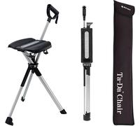 Asfasfq-Step2gold Ta-Da Chair Series 2 - Canne De Marche Avec Siège, Cadre Léger En Aluminium, Tabouret Pliable Robuste (Jusqu'à 136 Kg) Facile À Plier, Idéal Pour Randonnée Et Activités En Plein Air