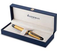 Asfasfq-Stylo Plume Waterman Expert Laque Dorée Métallisée Avec Finitions Ruthénium Plume Fine En Acier Inoxydable Avec Revêtement Pvd Encre Bleue Étui Cadeau