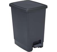 Asfasfq-Sundis Flat Bin, Poubelle À Pédale 30 L, Rectangulaire, En Plastique Recyclé, Avec Anses Pour Accrocher Et Cacher Le Sac, Noir Et Anthracite, Pour Cuisine, Bureau, Buanderie, Atelier, Salle D