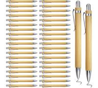 Asfasfq-Sunoya Lot De 50 Stylos Personnalisés En Bambou, Stylos À Bille Rétractables, Pour L'école Et Le Bureau, Encre Noire, Bambou Naturel, Durable, Écriture Fluide