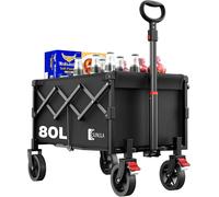 ASFASFq-SUNULA Chariot de Transport Pliable Petit 80 l 100 kg - Chariot à Main Pliable avec Poids Propre réduit de moitié - Chariot Tout-Terrain avec Freins - Noir