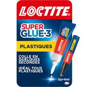 ASFASFq-Super Glue-3 Plastiques (tube de 2 g + stylo activateur de 4 ml) ¿ Colle forte pour tous plastiques ¿ Colle transparente à séchage immédiat ¿ Colle plastique résistante