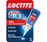 ASFASFq-Super Glue-3 XXL (flacon de 20 g) ¿ Colle forte grand format pour usages fréquents ¿ Colle liquide à séchage immédiat ¿ Colle transparente multi-matériaux