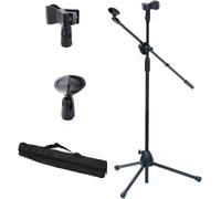 ASFASFq-Support de microphone, support de microphone, support de microphone, trépied de microphone réglable, avec support de clip pour microphone et poche portable, pour chant, réunion, discours et s