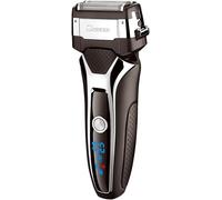Asfasfq-Surker Électrique Rasoir Pour Homme, Technologie Wet & Dry, Tondeuse De Précision Rétractable, Rasoir Rechargeable Sans Fil, Avec Station Clean & Charge Et Pochette De Voyage - Gris(Rscw-9008