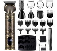 Asfasfq-Surker Tondeuse Barbe Homme Tondeuse Cheveux Professionnelle Avec Lame En T De Coupe De Cheveux Chauve 0 Mm Rasoir Électrique Tondeuse Corps De Précision Pour Nez 7 En 1