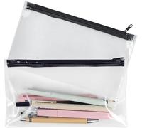 Asfasfq-Swkj Lot De 2 Trousses À Crayons Transparentes En Pvc Étanche Avec Fermetures Éclair Noires, Sac De Rangement Polyvalent Pour Papeterie, Articles De Toilette, Cosmétiques, Voyage Et Fournitur