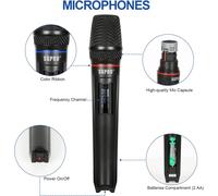 ASFASFq-Système de microphone sans fil de 2 micros portables et 1 récepteur filaire à configuration rapide pour scène, studio, lieu de travail et utilisation à la maison pour chanter et parler
