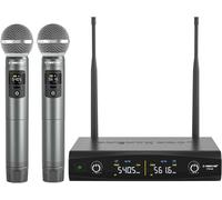 ASFASFq-Système de Microphones sans Fil avec étui, Ensemble de Microphones sans Fil à Main pour Le Chant, Le karaoké, l'église, 2x30 fréquences UHF réglables, portée de 200 Pieds (PTU-52)