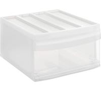 Asfasfq-Systemix Boîte À Tiroirs 1 Tiroir, Plastique (Pp) Sans Bpa, Transparent, L (39,5 X 34,0 X 20,3 Cm)