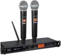 ASFASFq-T118 Système de microphone sans fil professionnel avec 2 microphones portatifs, portée de 80 m, micros pour la proforce, le karaoké, les fêtes, l'église, le chant