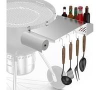 ASFASFq-Tablette de Table pour Barbecues, Table D'appoint en Acier Inoxydable pour Weber 57CM Grils de Charbon de Bois & Master-Touch Barbecue à Charbon, avec Support Porte Sopalin et 4 Crochets