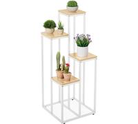 ASFASFq-tagère à Plantes, 4 Niveaux, 100x40x40 cm, Peu encombrant, Acier et MDF, escalier pour Fleurs, Blanc-Nature