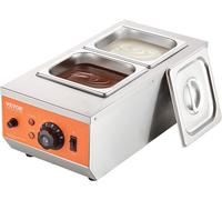 ASFASFq-Tempéreuse à Chocolat Commerciale 800 W Bain-Marie Électrique pour Chocolat 2 Cuves de 1,5 L Fondoir à Chocolat Température Réglable 30-85 ¿ en Inox Alimentaire pour Chauffer Beurre Crème Lai
