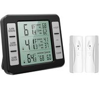 ASFASFq-Thermomètre de Réfrigérateur, ORIA Thermomètre de Frigo Congelateur sans Fil avec 2 Capteurs, Alarme Sonore, Min/Max, Thermomètre In/Extérieur pour Maison Cuisine Restaurant Bars Café - Noir