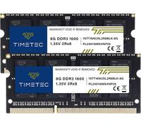ASFASFq-Timetec 16Go KIT(2x8Go) DDR3 / DDR3L 1600MHz PC3-12800 Non-ECC sans Tampon 1,35V/1,5V CL11 2Rx8 Double Rang 204 Broches SODIMM Ordinateur Portable PC Ordinateur mémoire RAM PCB Noir