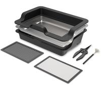ASFASFq-Trim Tray - Grand plateau de garniture de 50 cm avec 3 bols interchangeables et 2 tamis, design ergonomique pour le travail de table ou les genoux, pour collecter les feuilles et le pollen