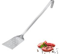 ASFASFq-Turner Pro ¿ spatule en acier inoxydable avec trous et crochet de suspension ¿ parfaite pour les poêles, les barbecues et les cuisines professionnelles ¿ pelle à poêle ¿ argent, 45 cm
