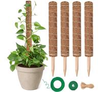 ASFASFq-Tuteur Monstera pour Plantes, 40cm x 4 kit de Poteaux Rétractables de Mousse de Plante, Tuteur Coco pour Plantes d'intérieur et Grimpantes