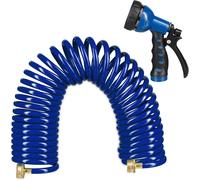 Asfasfq-Tuyau D¿Arrosage Spirale, Long Jusqu¿À 10 M, Tuyau D¿Eau Flexible Avec Pistolet, Réglable Avec 7 Modes, Bleu