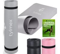 Asfasfq-Tylmex Tapis De Yoga Nbr Épais 8mm Antidérapant ¿ Tapis Fitness, Pilates & Sport Au Sol ¿ 183x61 Cm ¿ Avec Sangle & Guide Exercices ¿ Femme, Débutant, Gym Maison ¿ Noir/Gris/Rose