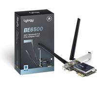 ASFASFq-Tylogy Carte PCIe WiFi 7 BE6500Mbps, Bluetooth 5.4, Tri-Bandes 6GHz/5GHz/2.4GHz, WPA3, Antennes Externes à très Haut Gain, Mediatek MT7925 160MHz, Compatible avec Windows 11