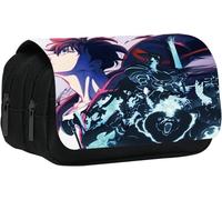 Asfasfq-Ubby Solo Leveling - Trousse À Crayons Double Couche Avec Fermeture Éclair - 20 X 10 X 9 Cm - Pour L'école, Le Bureau Et Les Voyages - Pour Adolescents, Foncé, 20 X 10 X 9 Cm, Rétro