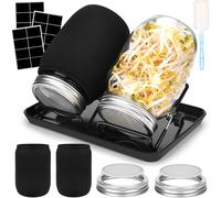 ASFASFq-UCAMP Bocal de germination de graines, Kit de Germination de graines avec couvercles en Acier Inoxydable Supports et germinateur,Pour la germination des graines Verre à Germer Élever des Germ