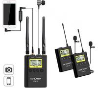 ASFASFq-UHF 100M sans Fil Microphone Cravate avec 2 émetteurs + 1 Récepteur à Double Canal pour Caméscope Vidéo Canon Nikon Sony pour Présentation et Interview