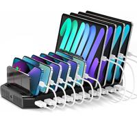 ASFASFq-Unitek 96W 10 Ports Station de Recharge USB avec 2 Ports QC 3.0, Station de Charge USB et diviseurs réglables, Organisateur de Charge Multiple USB pour téléphone, Tablette