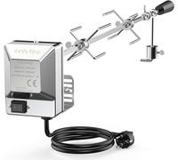 ASFASFq-Universelles Barbecue Rôtisserie Set 90 cm Carré 8x8mm Tournebroche + 2 x Brochettes Aiguilles et Moteur en Acier Inoxydable, Tourne Broche Electrique, 220 V - 240 V