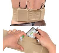 ASFASFq-URSA Sangle de taille à double poche ¿ Sangles d'émetteur de microphone ultra fine, respirante et extensible ¿ Compatible avec la plupart des émetteurs/récepteurs (beige, taille S)