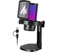 ASFASFq-USB Micro Gaming, RGB Condensateur Microphone avec réduction du Bruit/Muet/Gain/Moniteur/Bras Micro, pour Enregistrement, Streaming, Postcast, Discord, Ordinateur, Compatible avec Mac, PS4&5