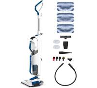 ASFASFq-Vaporetto 3 Clean Blue, Aspirateur Laveur de Sols avec Nettoyeur Vapeur Portable, 3 Produits en 1, 14 Accessoires, Aspiration Cyclonique sans Sac, Puissance Max 1800 W, Blanc et Bleu
